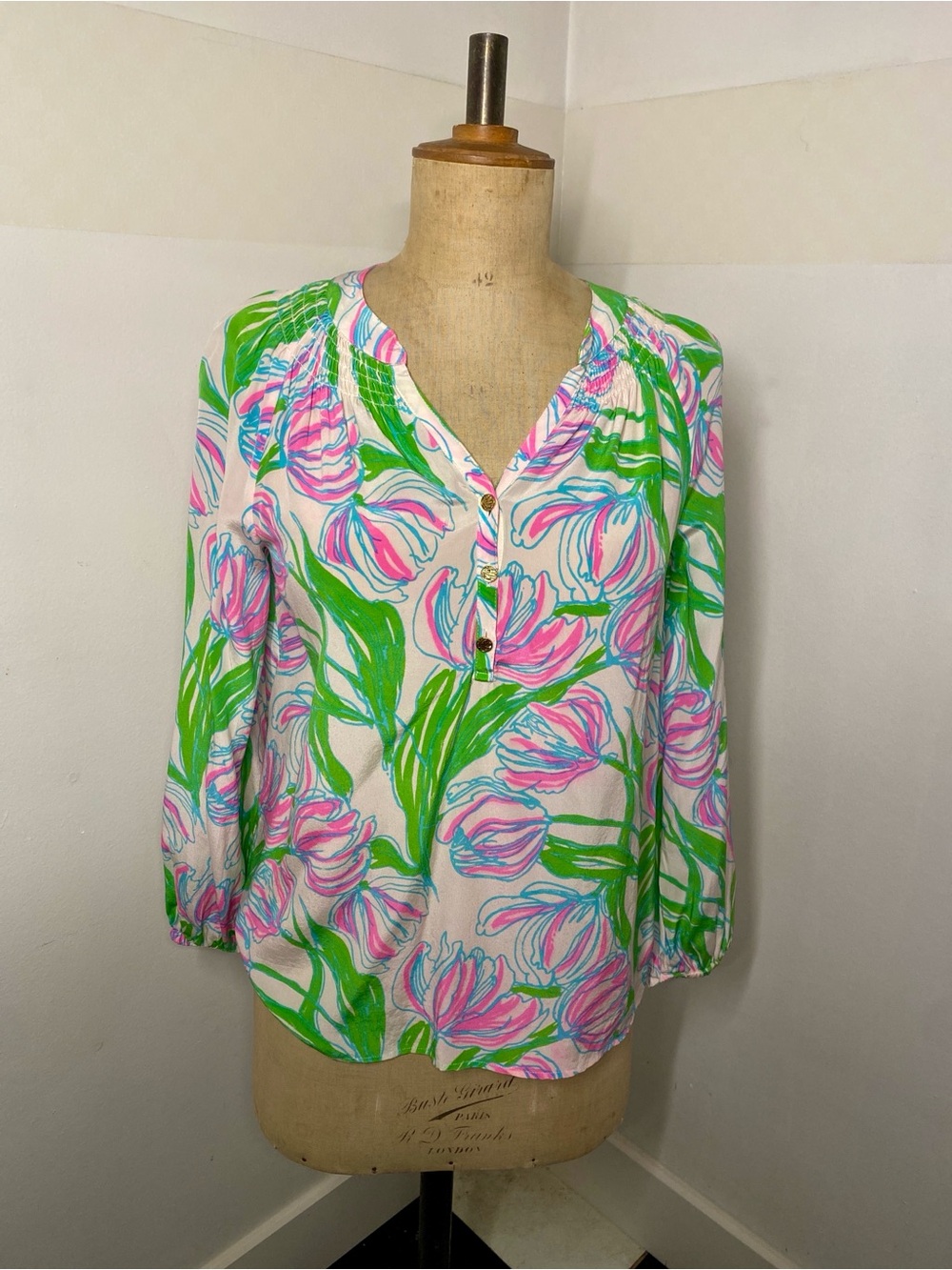 Lilly Pulitzer 100% Silk Elsa Blouse | Tulip Print | XS